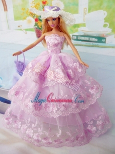 Elegant Pink Gown Organza Made to Fit the Barbie Doll