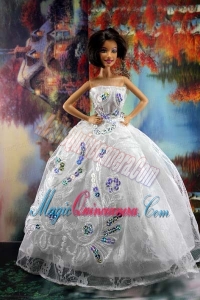 Perfect Embroidery and Sequin For White Holiday Dress To Barbie Doll