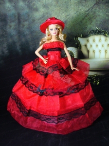 Amazing Red Dress With Lace Made To Fit The Barbie Doll