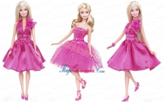 Lovely Princess Beading Sequin Hot Pink Gown For Barbie Doll