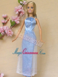 Simple Baby Blue Holiday Dress To Barbie Doll