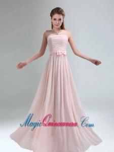 2015 Most Popular Light Pink Empire Dama Dress with Bowknot belt