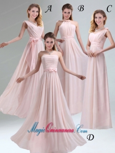 Most Beautiful Chiffon Light Pink Empire Dama Dress with Ruching