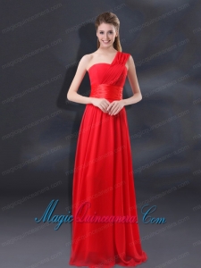 One Shoulder Ruching Empire Dama Dresses for 2015