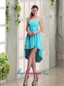 2015 Decent Sweetheart A Line Dama Dress with Ruching and Belt