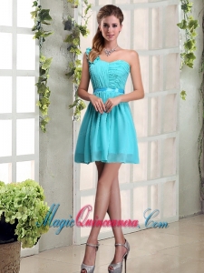 A Line One Shoulder Ruching Dama Dress with Belt