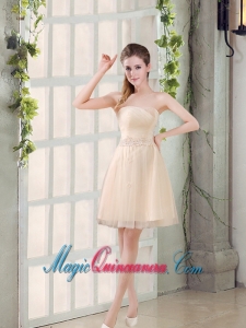 Sweetheart A Line Appliques Champagne Dama Dress for 2015