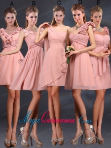 2015 Ruching Chiffon Dama Dresses in Peach