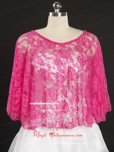 Hot Pink Beading Lace Hot Sale Wraps for 2015