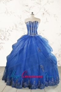 2015 Cheap Appliques Quinceanera Dresses in Royal Blue