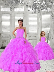 Fashionable Beading and Ruching Hot Pink Princesita Dress for 2015