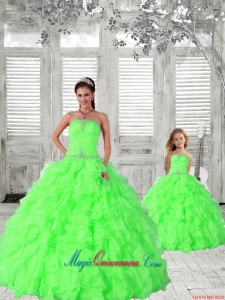 Popular Beading and Ruching Princesita Dress in Green for 2015