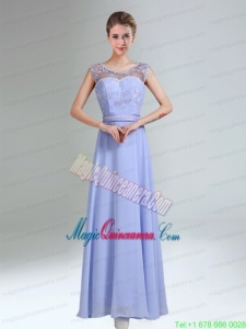 Lavender Scoop Belt and Lace Empire 2015 Mother of the Bride Dresses
