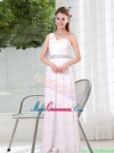 One Shoulder Empire Ruching Sequins White Mother Dresses