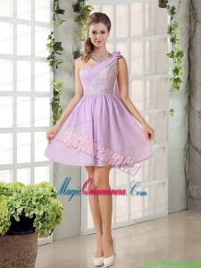 The Most Popular Lilace One Shoulder A line Mother Dress for Quinceanera with Rushing