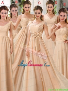 2015 Fashionable Champagne Ruching Chiffon Mother Dress for Quinceanera