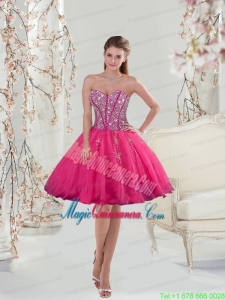 2015 Sweetheart Rose Pink Sequins and Appliques Mother Dress for Quinceanera