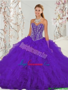 Exquisite Purple Sweet 16 Dresses with Beading and Ruffles