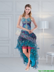 2015 Afforable Straps Multi Color Dama Dress with Embroidery and Hand Made Flower