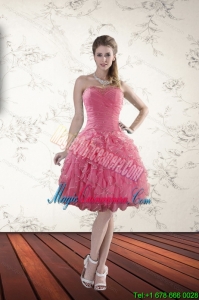 2015 New Style and Afforable Strapless Dama Dress with Beading and Ruffles