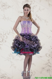 New Strapless and Afforable Multi Color Dama Dress with Ruffles and Appliqeues