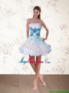 Strapless Multi Color Dama Dress with Embroidery and Beading