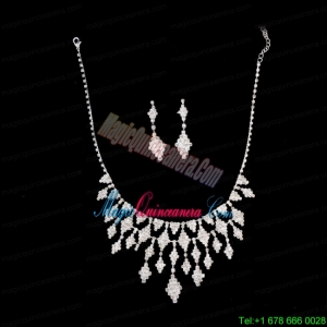 Amazing Rhinestons Alloy Plated Jewelry Set Including Necklace And Earrings