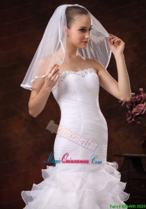 Taffeta Trim Edge Discount Tulle Bridal Veils For Wedding