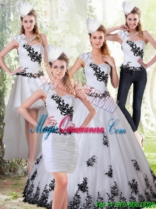 Fashion White and Black Sweetheart Quinceanera Dress with Embroidery