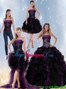 New style and Exclusive Multi Color Strapless Quinceanera Dresses with Beading and Ruffles