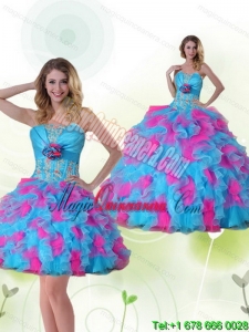 Strapless Detachable Sweet 15 Quinceanera Dress with Appliques and Ruffles