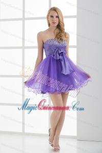 A-line Strapless Sleeveless Beading and Ruching Dama Dresses