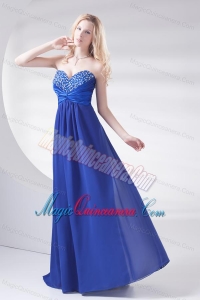 Royal Blue Sweetheart Beading and Ruching Dama Dresses with Long