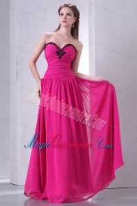 Hot Pink Empire Sweetheart Dama Dresses with Beading