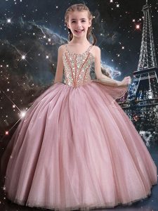 Elegant Sleeveless Beading Lace Up Little Girl Pageant Dress