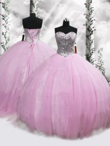 Lilac Ball Gown Prom Dress Sweetheart Sleeveless Brush Train Lace Up