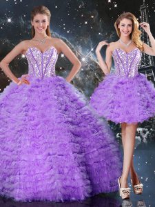 Free and Easy Organza Sleeveless Floor Length Sweet 16 Dresses and Beading and Ruffled Layers