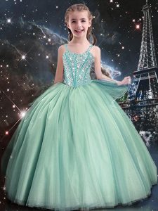 Sleeveless Beading Lace Up Kids Formal Wear