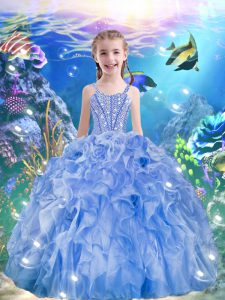 Latest Sleeveless Beading and Ruffles Lace Up Pageant Dress for Teens