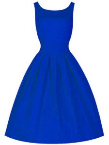 Ruching Vestidos de Damas Royal Blue Lace Up Sleeveless Knee Length