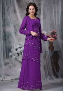 Chiffon Sleeveless Floor Length Mother Of The Bride Dress and Beading