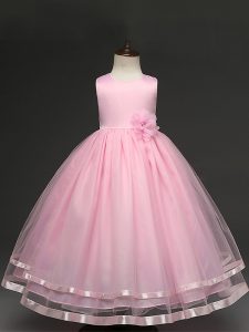 Floor Length Ball Gowns Sleeveless Baby Pink Pageant Dress Toddler Zipper