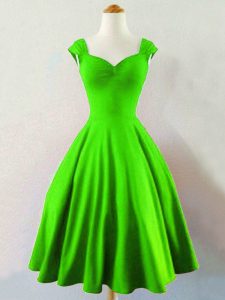 A-line Taffeta Straps Sleeveless Ruching Knee Length Lace Up Quinceanera Court Dresses