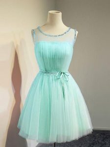 Empire Dama Dress Apple Green Scoop Tulle Sleeveless Knee Length Lace Up