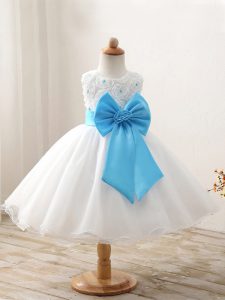 Discount White Sleeveless Bowknot Mini Length Pageant Dress for Teens