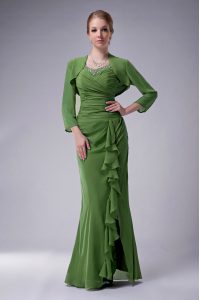 Mermaid Mother Of The Bride Dress Dark Green Straps Chiffon Sleeveless Floor Length Zipper