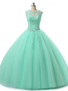 Extravagant Floor Length Ball Gowns Sleeveless Apple Green Quinceanera Dresses Lace Up