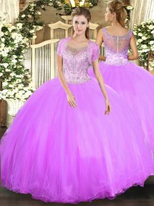 Floor Length Ball Gowns Sleeveless Lilac Sweet 16 Dress Clasp Handle