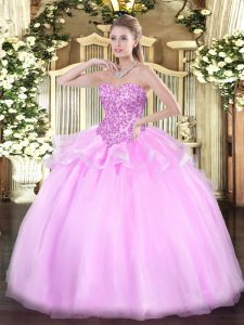 Cheap Organza Sleeveless Floor Length Quinceanera Gown and Appliques