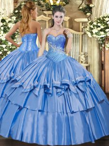 Sleeveless Lace Up Floor Length Beading and Ruffles 15 Quinceanera Dress